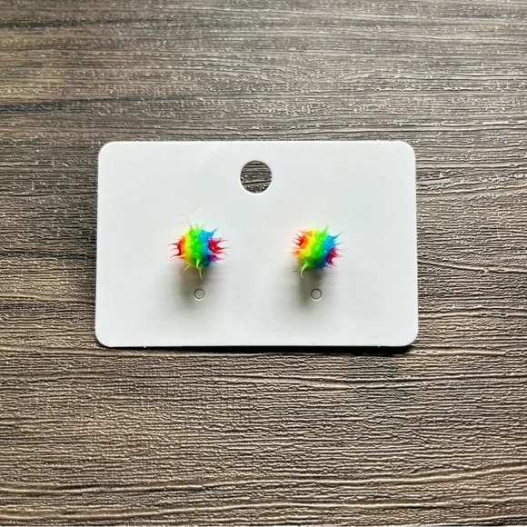 Claire s Rainbow Spike Earrings